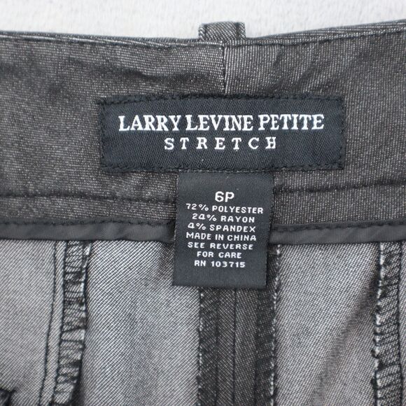 Larry Levine Pants Womens 6P Black Petite Stretch Straight Leg Slash Pockets - Picture 2 of 14
